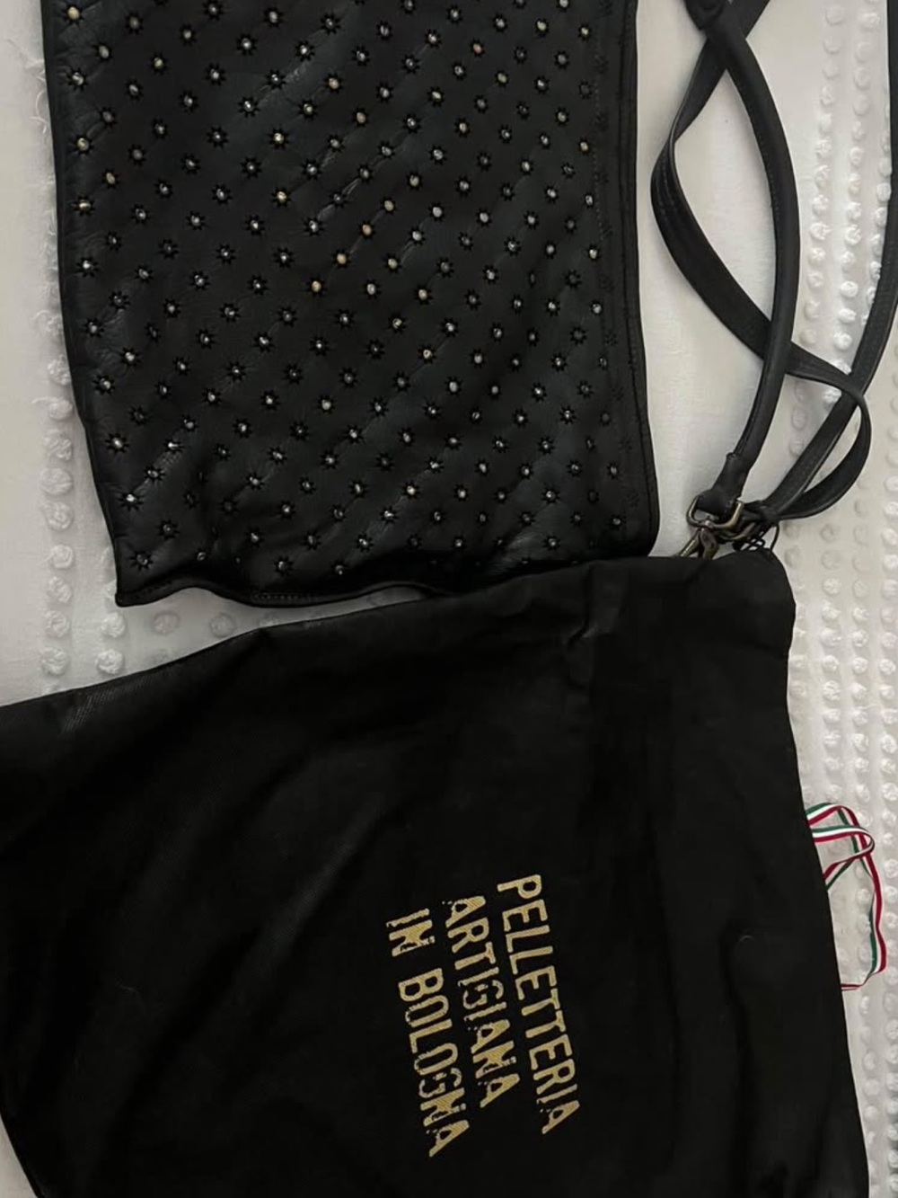 Black Studded Leather Crossbody Bag by Bayside NWT